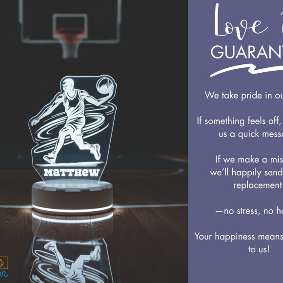 Custom Basketball LED Night Light for Athletes - Picture 6 of 8
